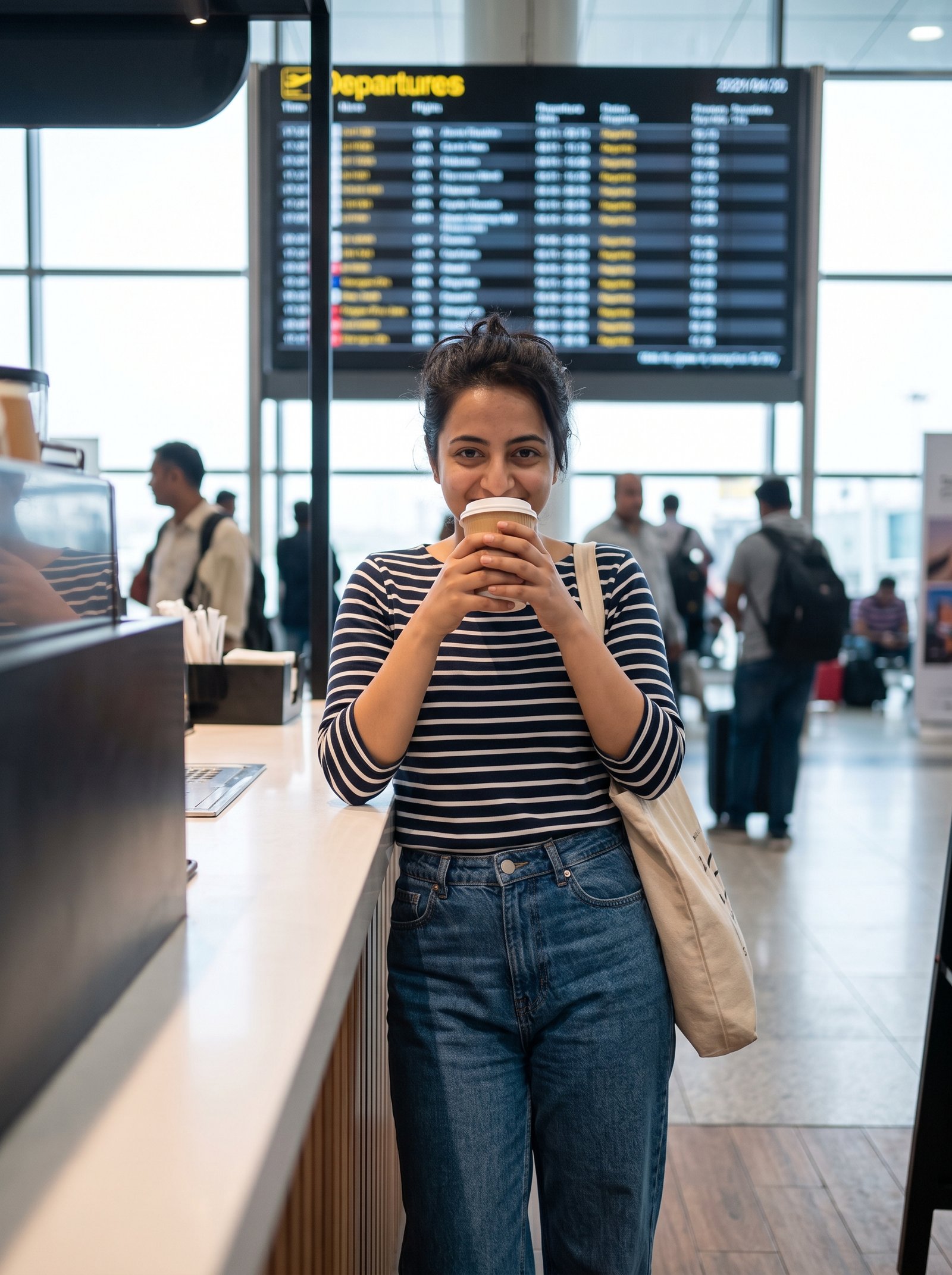 Coffee kiosk airport prompt example