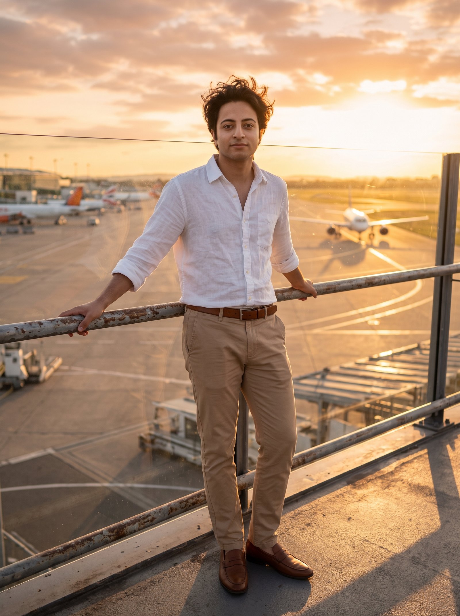 Runway sunset airport prompt example