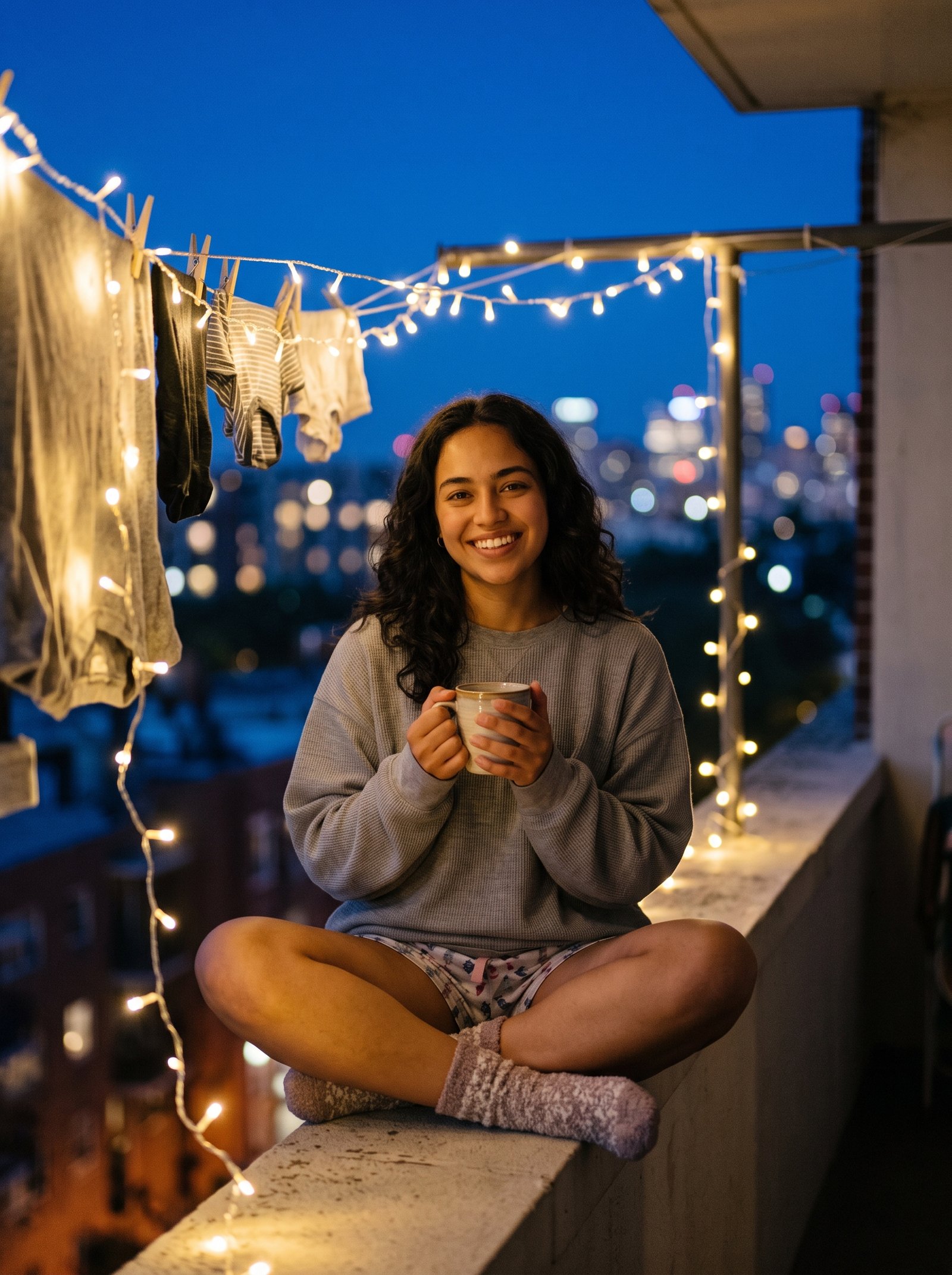 Hostel balcony campus prompt example