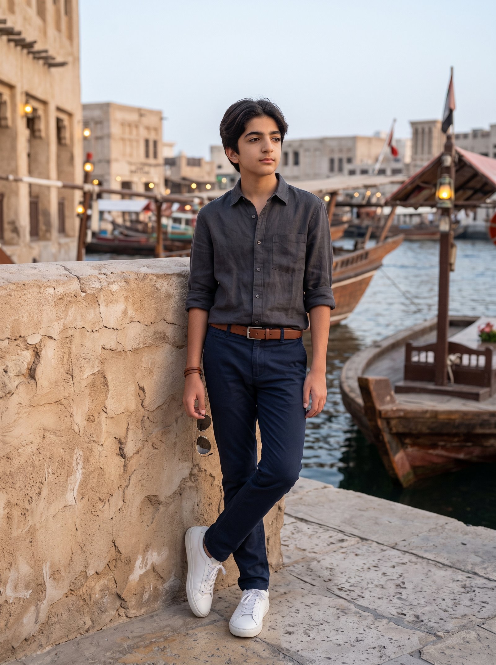 Heritage creek lantern portrait - charcoal linen shirt by abra boats