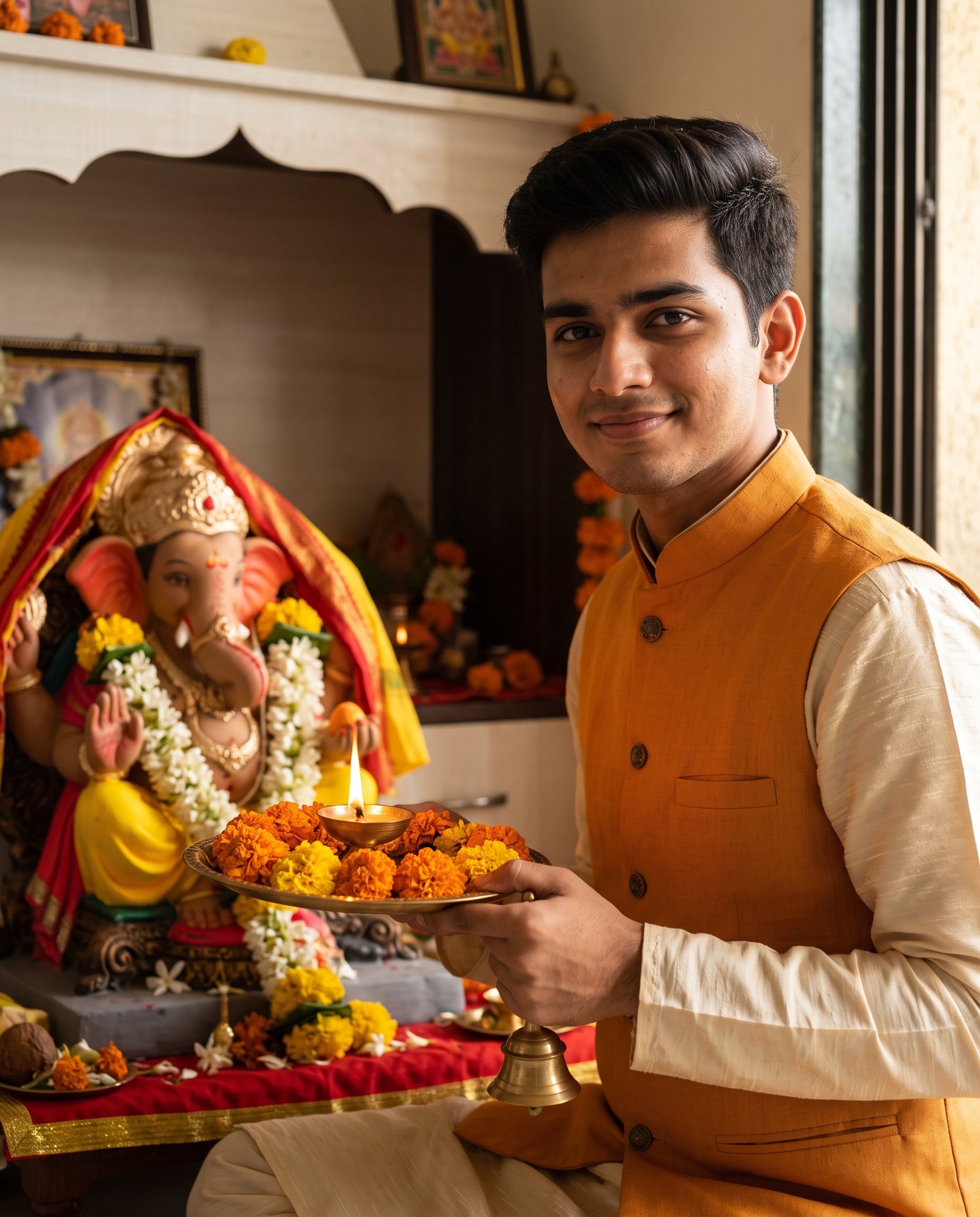 Home aarti morning Ganesh Chaturthi prompt example for boys