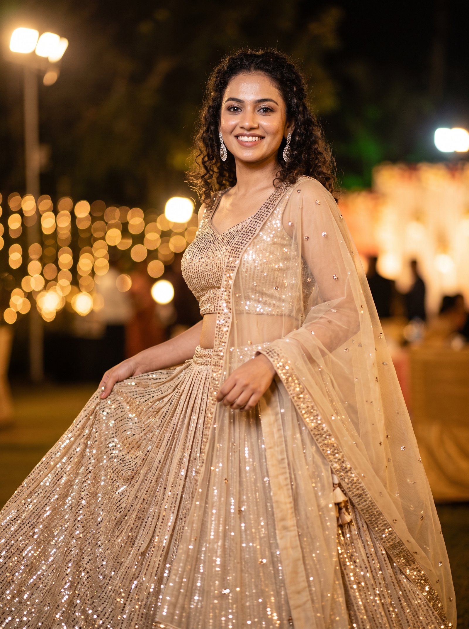 Sequin party lehenga prompt example