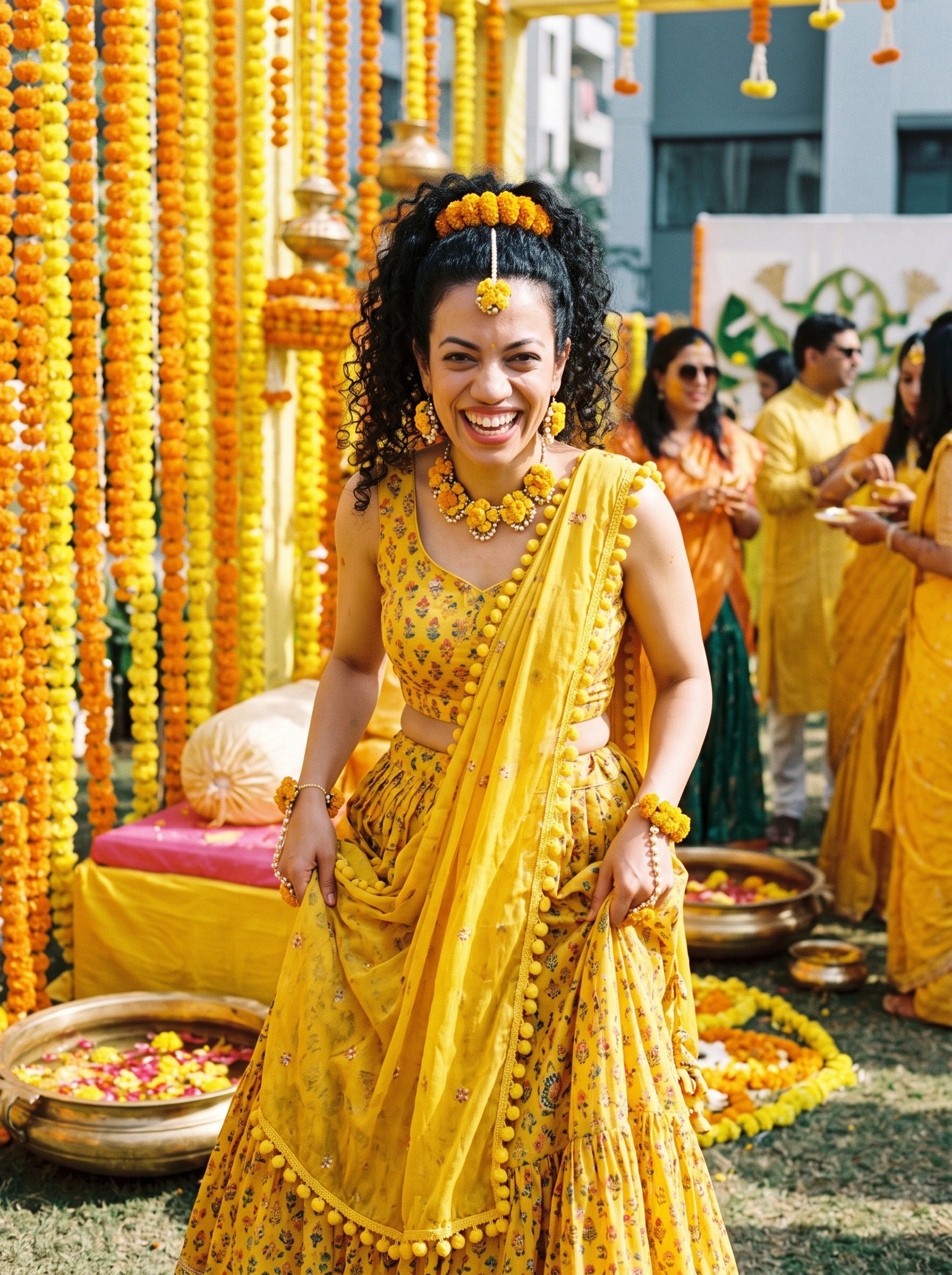 Haldi yellow lehenga prompt example
